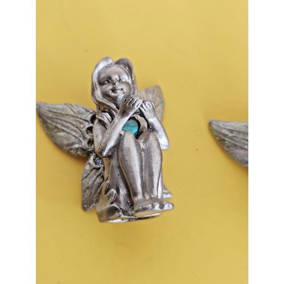 Vintage Pewter & Gemstone Fairies Figurines Lot of 5 - Picture 14 of 16